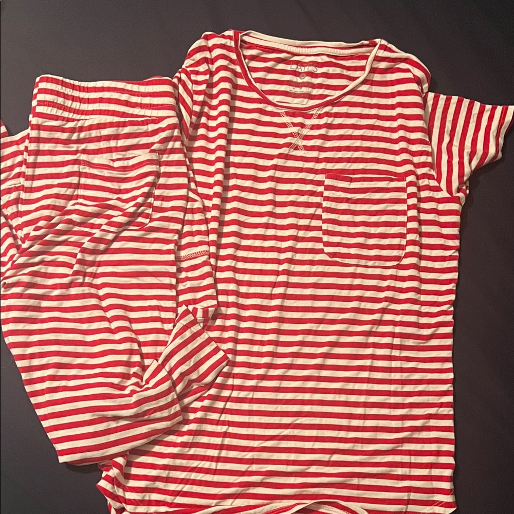 Red and White Striped Pajama Set